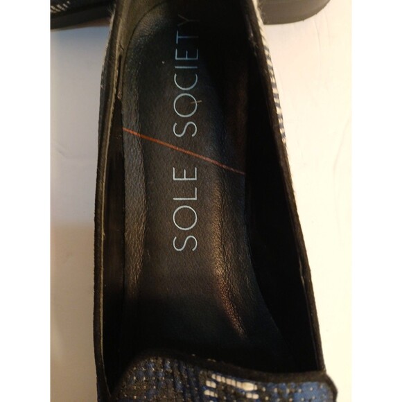 Sole Society 7.5 Winslow Navy Stripe Floral Jacquard Embroidery Loafer Pointed - Picture 16 of 16